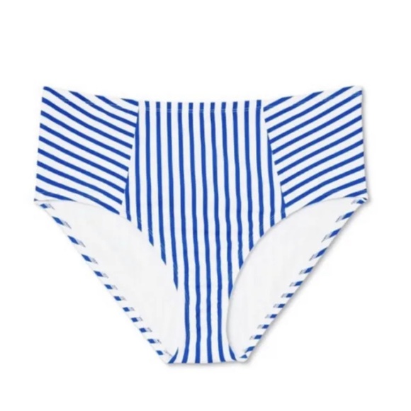 Kona Sol Women's High Waist Bikini Bottom Blue & White Striped Size 16W, 20W NWT - Picture 2 of 5